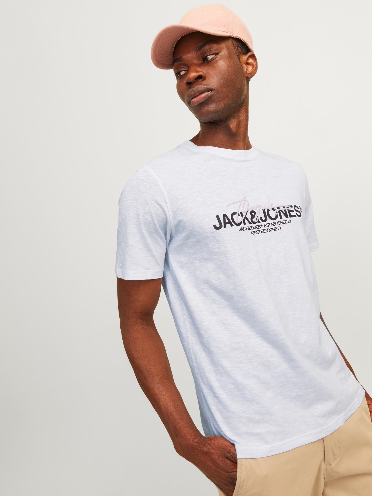 Jack & Jones Printed Crew neck T-shirt -Bright White - 12255452