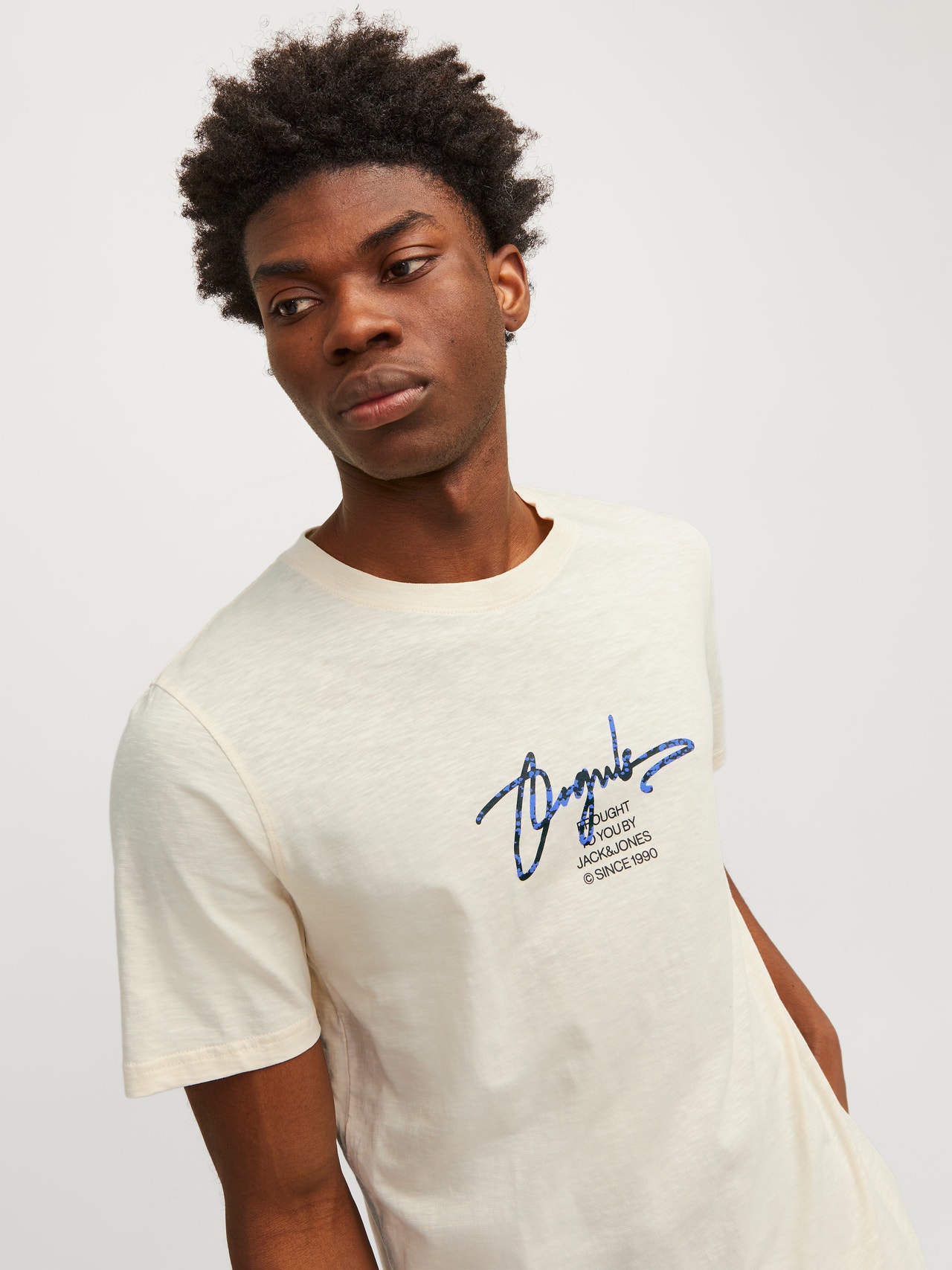 Jack & Jones Printet Crew neck T-shirt -Buttercream - 12255452