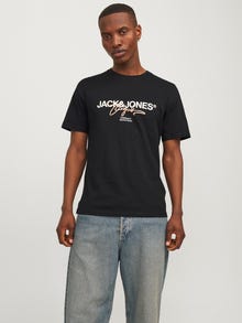 Jack & Jones Nyomott mintás Környak Trikó -Black - 12255452