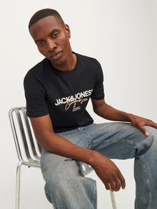 Jack & Jones Printed Crew neck T-shirt -Black - 12255452