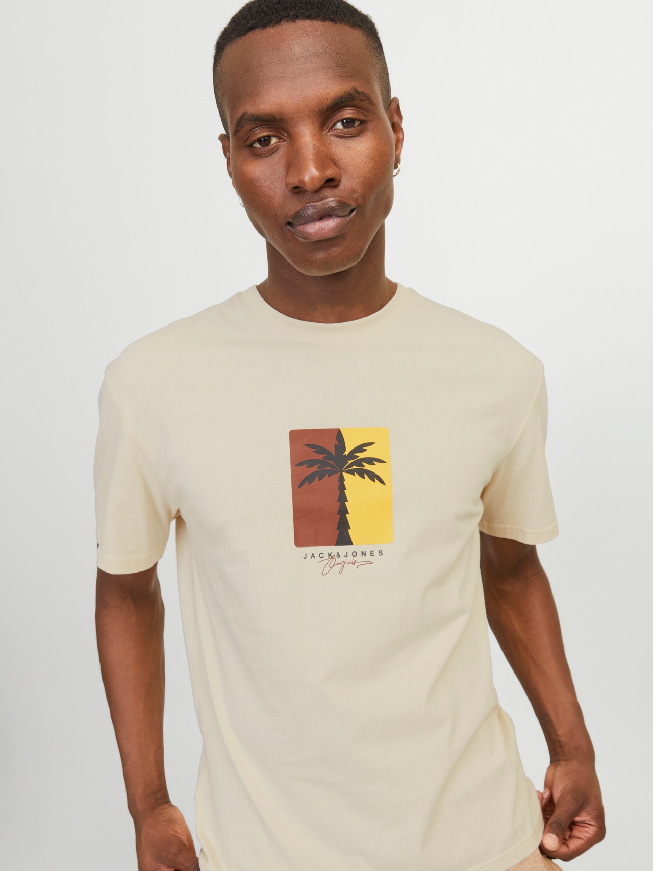 Jack & Jones Printed Crew neck T-shirt -Buttercream - 12255569