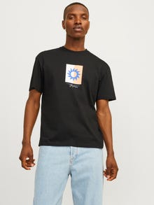 Jack & Jones Nyomott mintás Környak Trikó -Black - 12255569