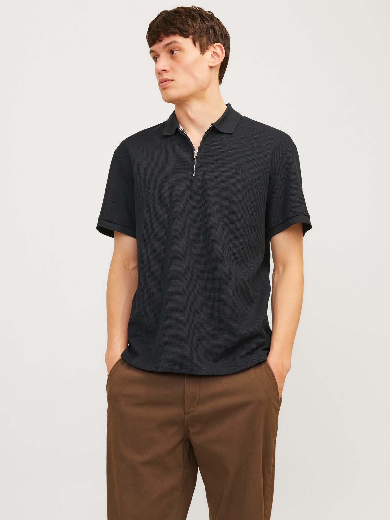 Jack & Jones Enfärgat Polo T-shirt -Black Beauty - 12255578