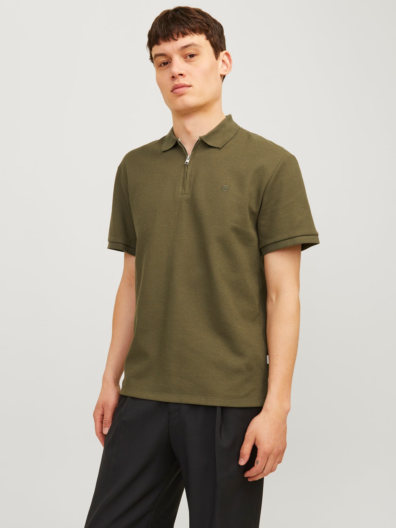 Jack & Jones Enfärgat Polo T-shirt -Olive Night - 12255578