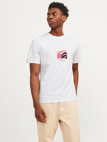 Jack & Jones T-shirt Estampar Decote Redondo -Bright White - 12255579