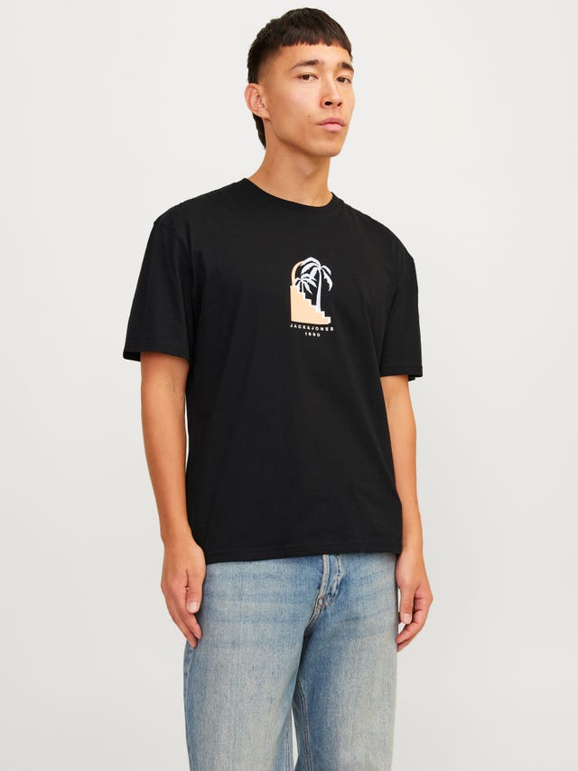 Jack & Jones Nadruk Okrągły dekolt T-shirt - 12255579