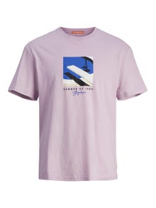 Jack & Jones Printet Crew neck T-shirt -Lavender Frost - 12255579