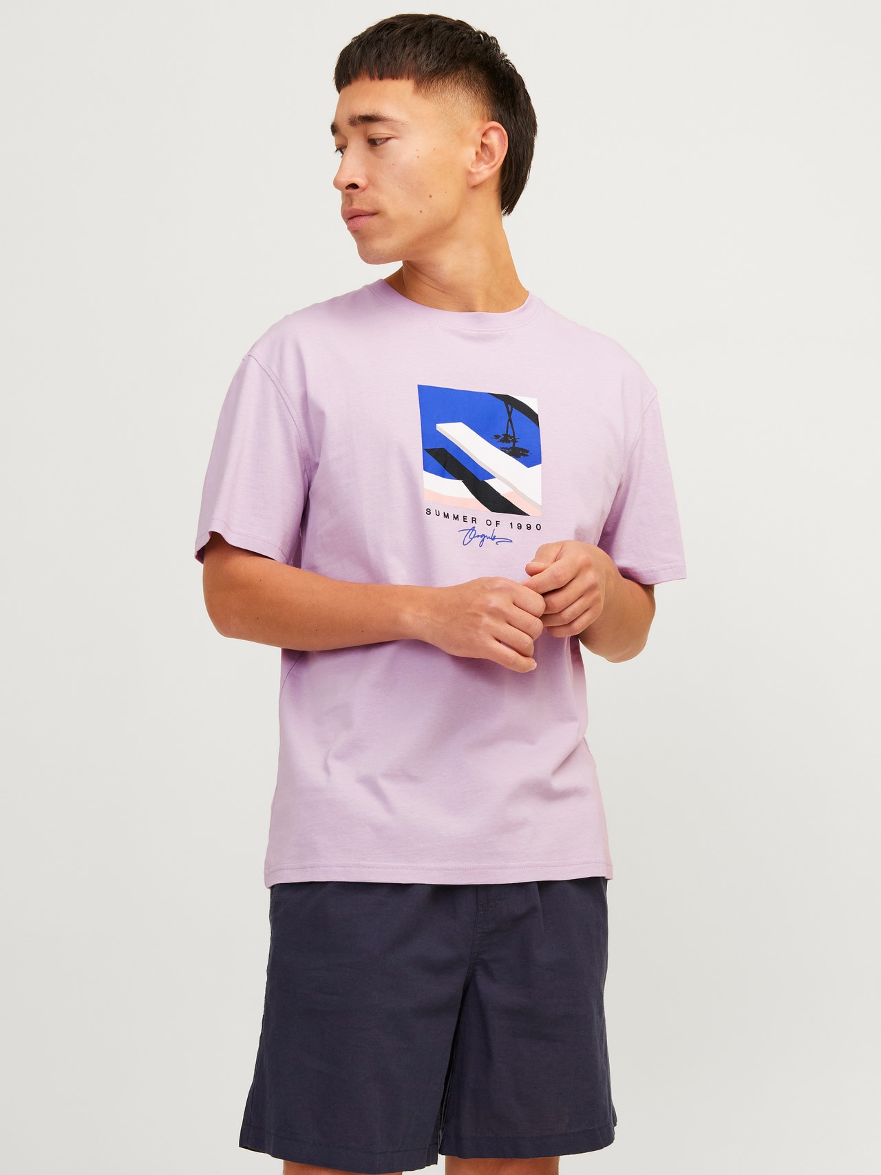 Jack & Jones Printed Crew neck T-shirt -Lavender Frost - 12255579