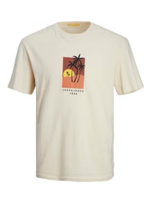 Jack & Jones Gedrukt Ronde hals T-shirt -Buttercream - 12255579