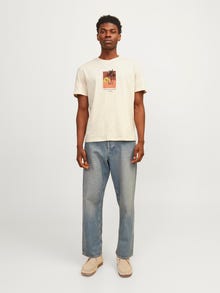 Jack & Jones Nyomott mintás Környak Trikó -Buttercream - 12255579