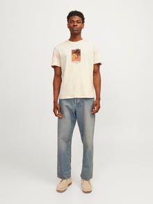 Jack & Jones T-shirt Estampar Decote Redondo -Buttercream - 12255579