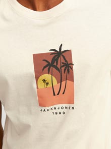 Jack & Jones Nyomott mintás Környak Trikó -Buttercream - 12255579