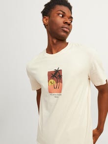 Jack & Jones Nyomott mintás Környak Trikó -Buttercream - 12255579