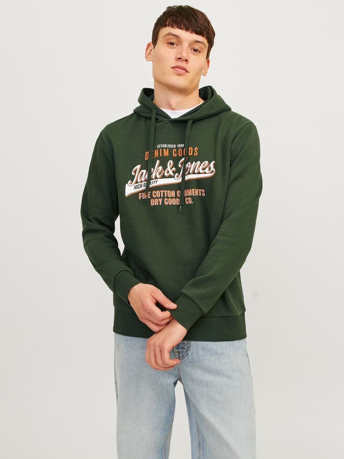 Jack and jones green hoodie hotsell