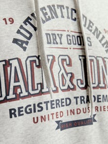 Jack & Jones Logo Hoodie -White Melange - 12255617