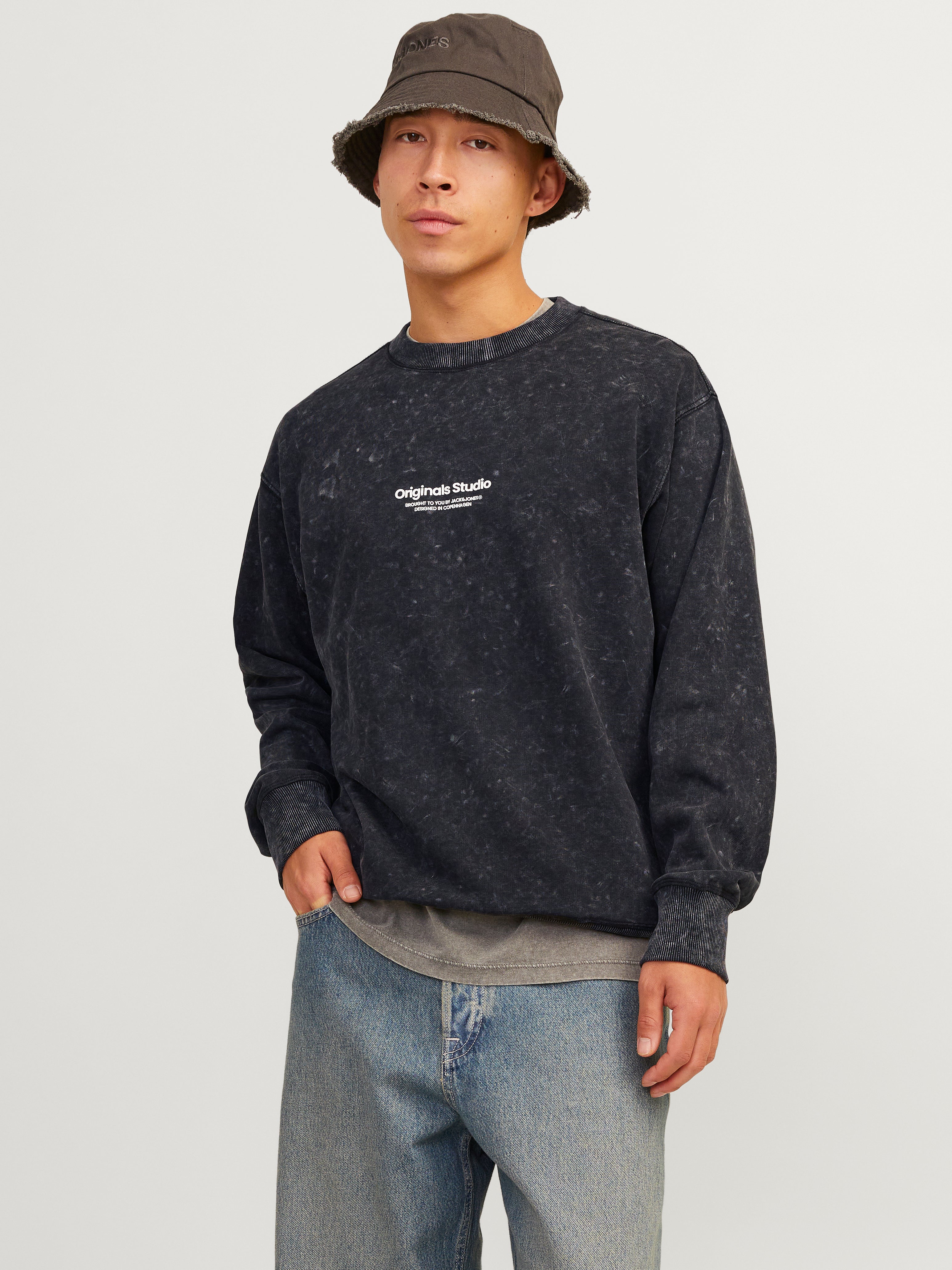 Jack & Jones Printed Crewn Neck Sweatshirt -Black - 12255739