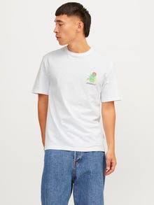 Jack & Jones Spausdintas raštas Apskritas kaklas Marškinėliai -Bright White - 12256215