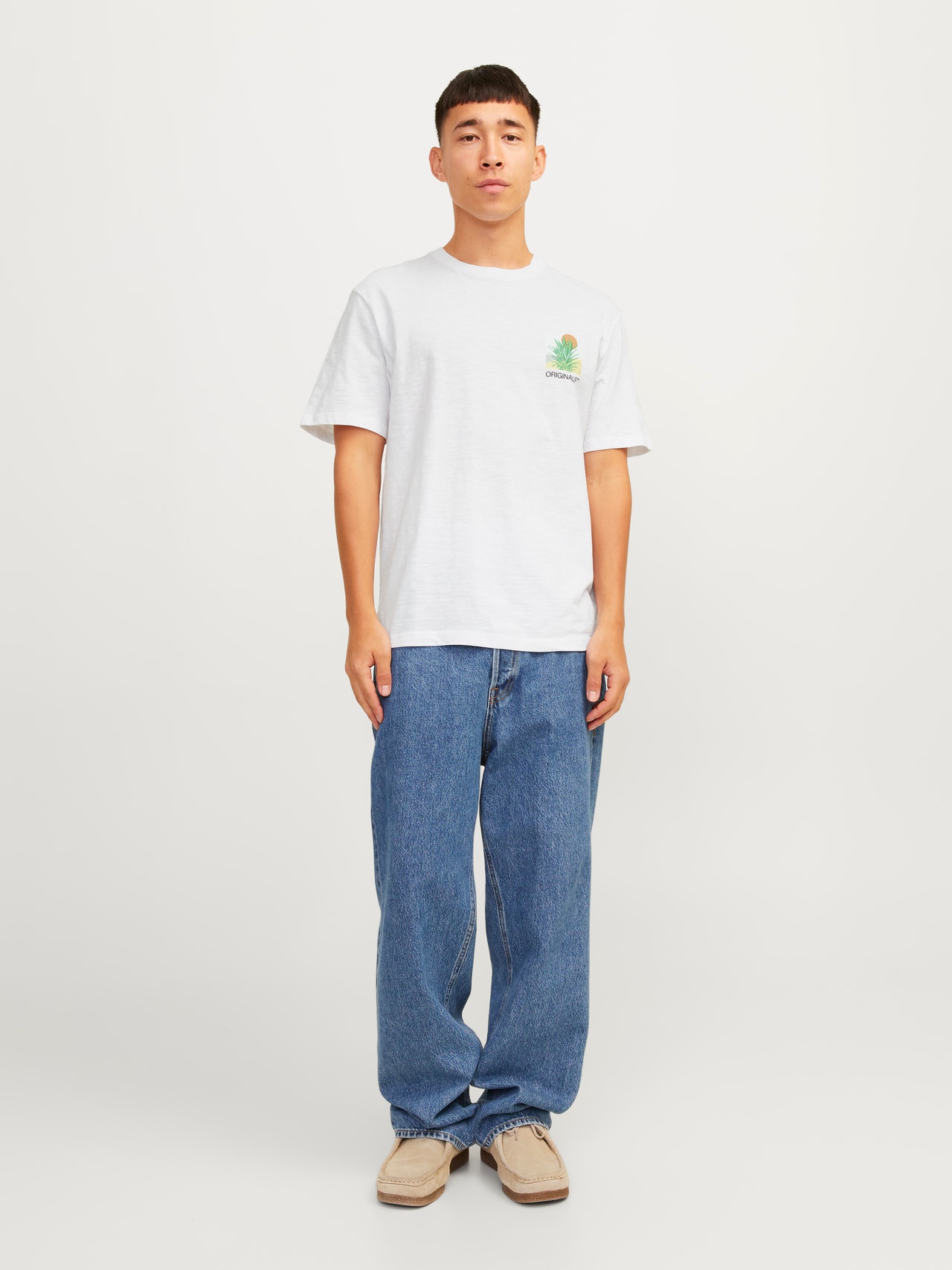 Jack & Jones Nyomott mintás Környak Trikó -Bright White - 12256215