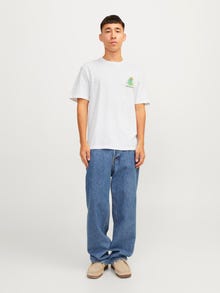 Jack & Jones Spausdintas raštas Apskritas kaklas Marškinėliai -Bright White - 12256215