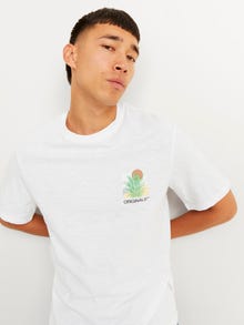 Jack & Jones Painettu Pyöreä pääntie T-paita -Bright White - 12256215