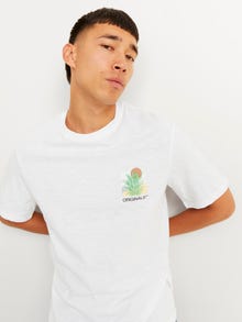 Jack & Jones Spausdintas raštas Apskritas kaklas Marškinėliai -Bright White - 12256215