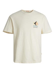 Jack & Jones Gedrukt Ronde hals T-shirt -Buttercream - 12256215