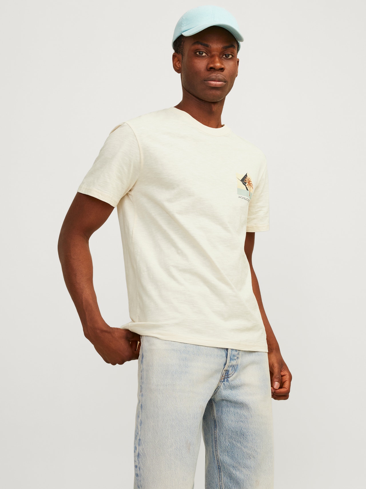 Jack & Jones Trükitud Ümmargune kaelus T-särk -Buttercream - 12256215