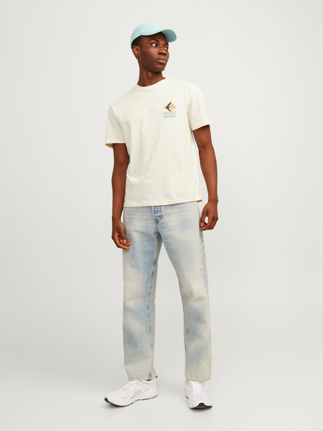 Jack & Jones Trükitud Ümmargune kaelus T-särk -Buttercream - 12256215