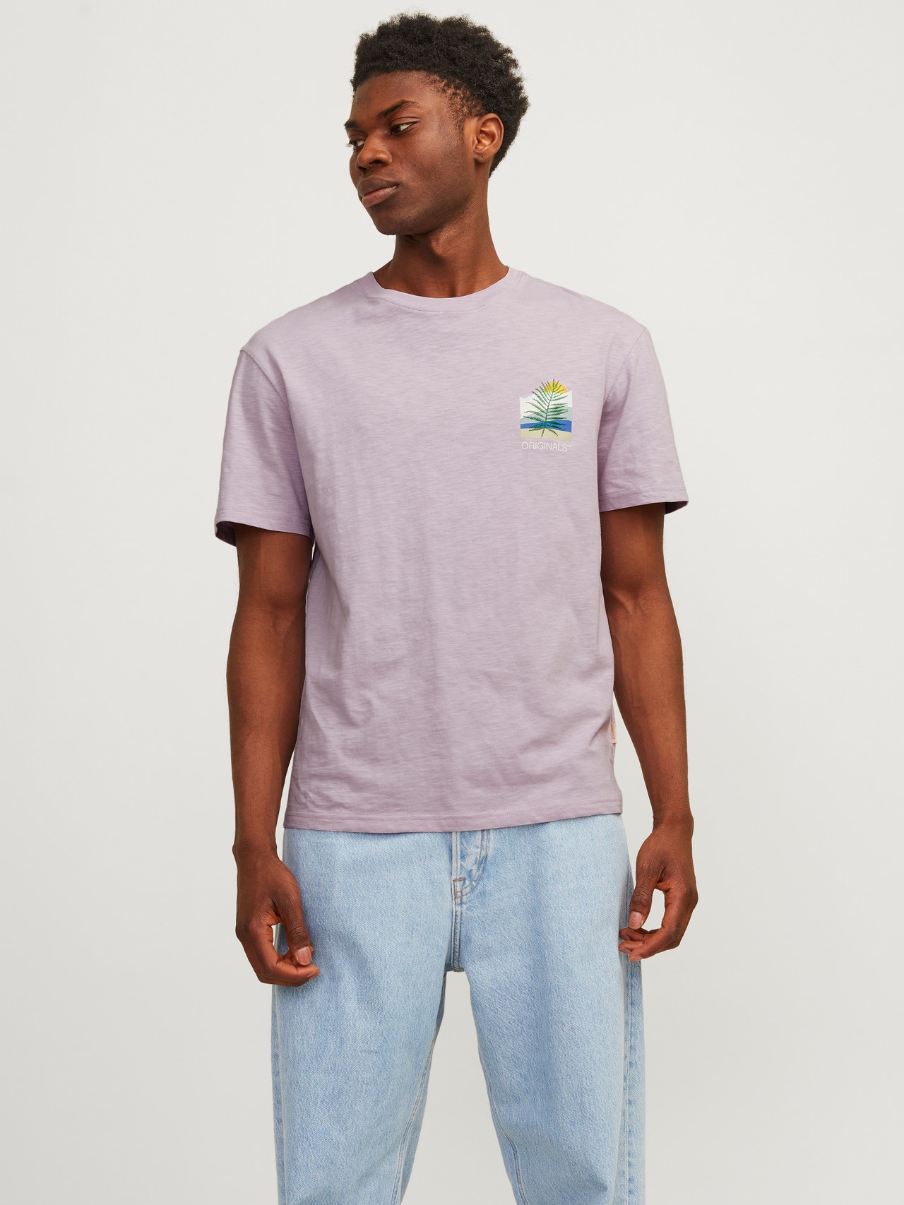 Jack & Jones Printed Crew neck T-shirt -Lavender Frost - 12256215