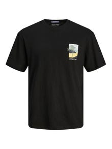 Jack & Jones Nyomott mintás Környak Trikó -Black - 12256215