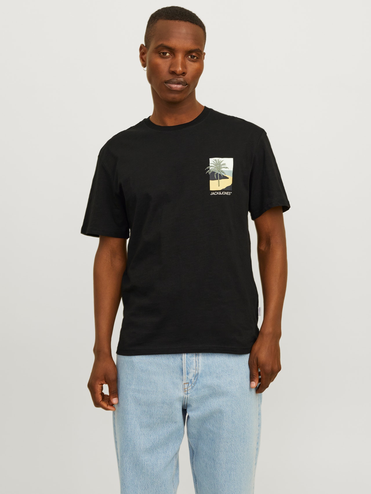 Jack & Jones Printed Crew neck T-shirt -Black - 12256215