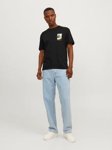 Jack & Jones Trükitud Ümmargune kaelus T-särk -Black - 12256215