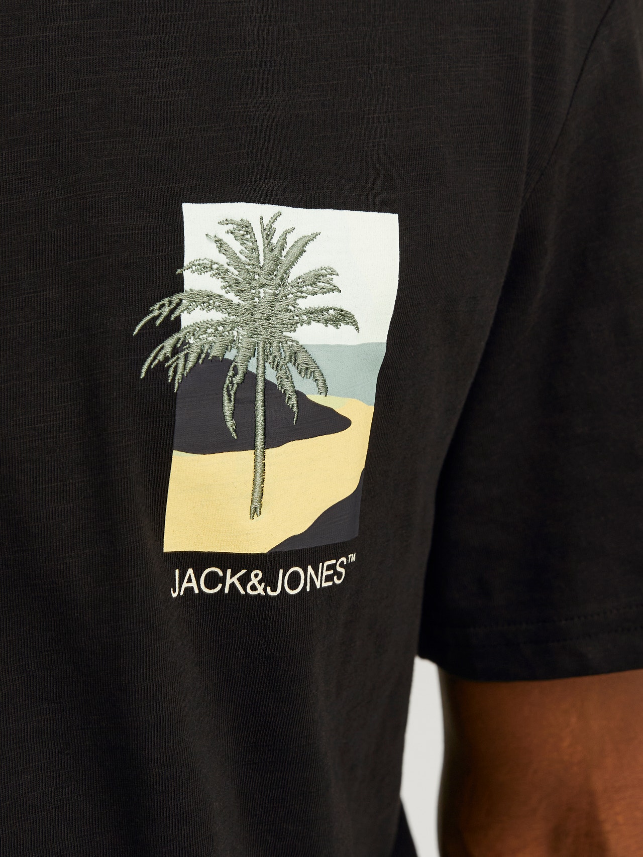 Jack & Jones Nyomott mintás Környak Trikó -Black - 12256215