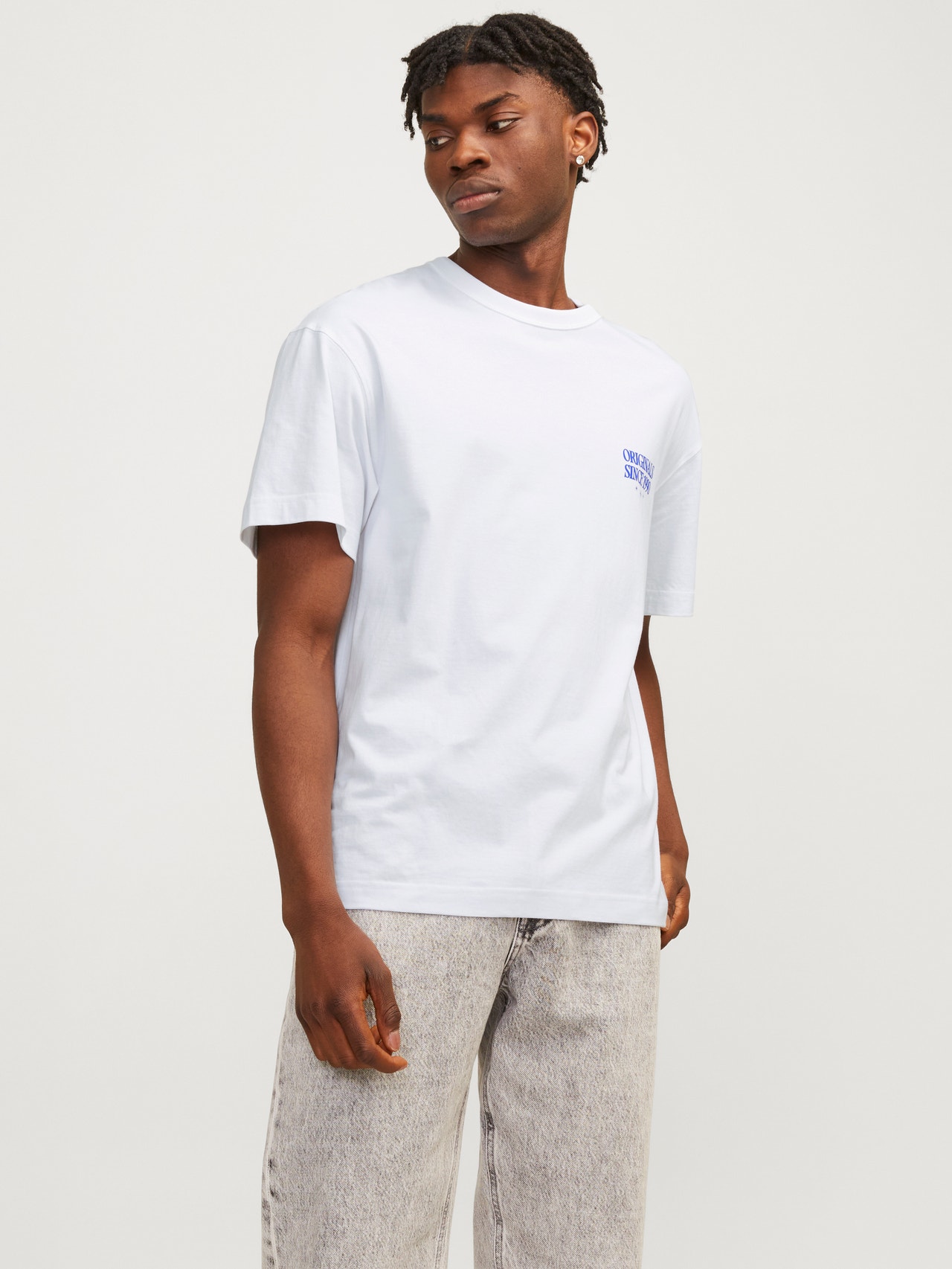 Jack & Jones Printet Crew neck T-shirt -Bright White - 12256258