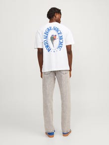 Jack & Jones T-shirt Estampar Decote Redondo -Bright White - 12256258