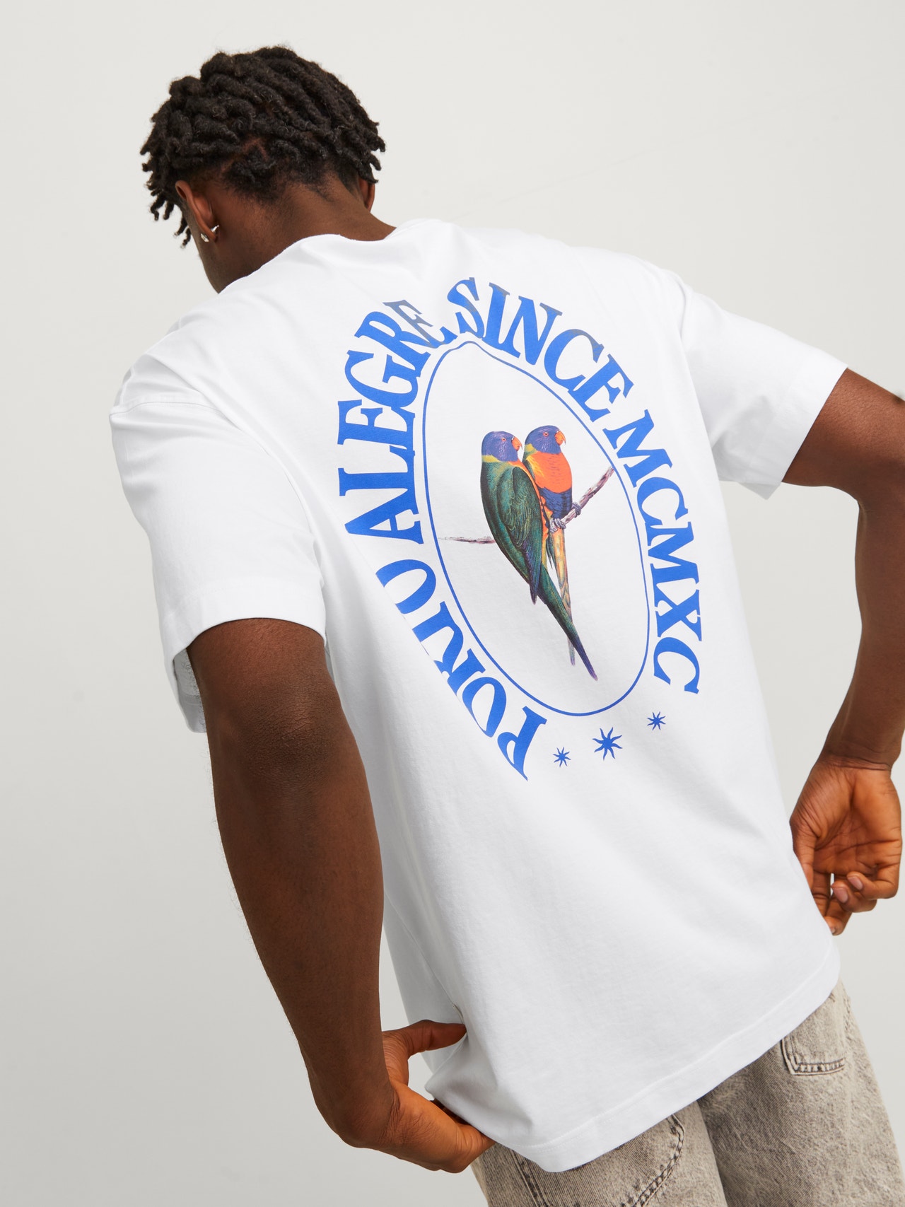 Jack & Jones Printed Crew neck T-shirt -Bright White - 12256258