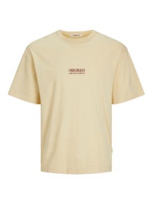 Jack & Jones Printet Crew neck T-shirt -Italian Straw - 12256258