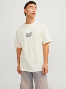 Jack & Jones Nadruk Okrągły dekolt T-shirt -Buttercream - 12256289