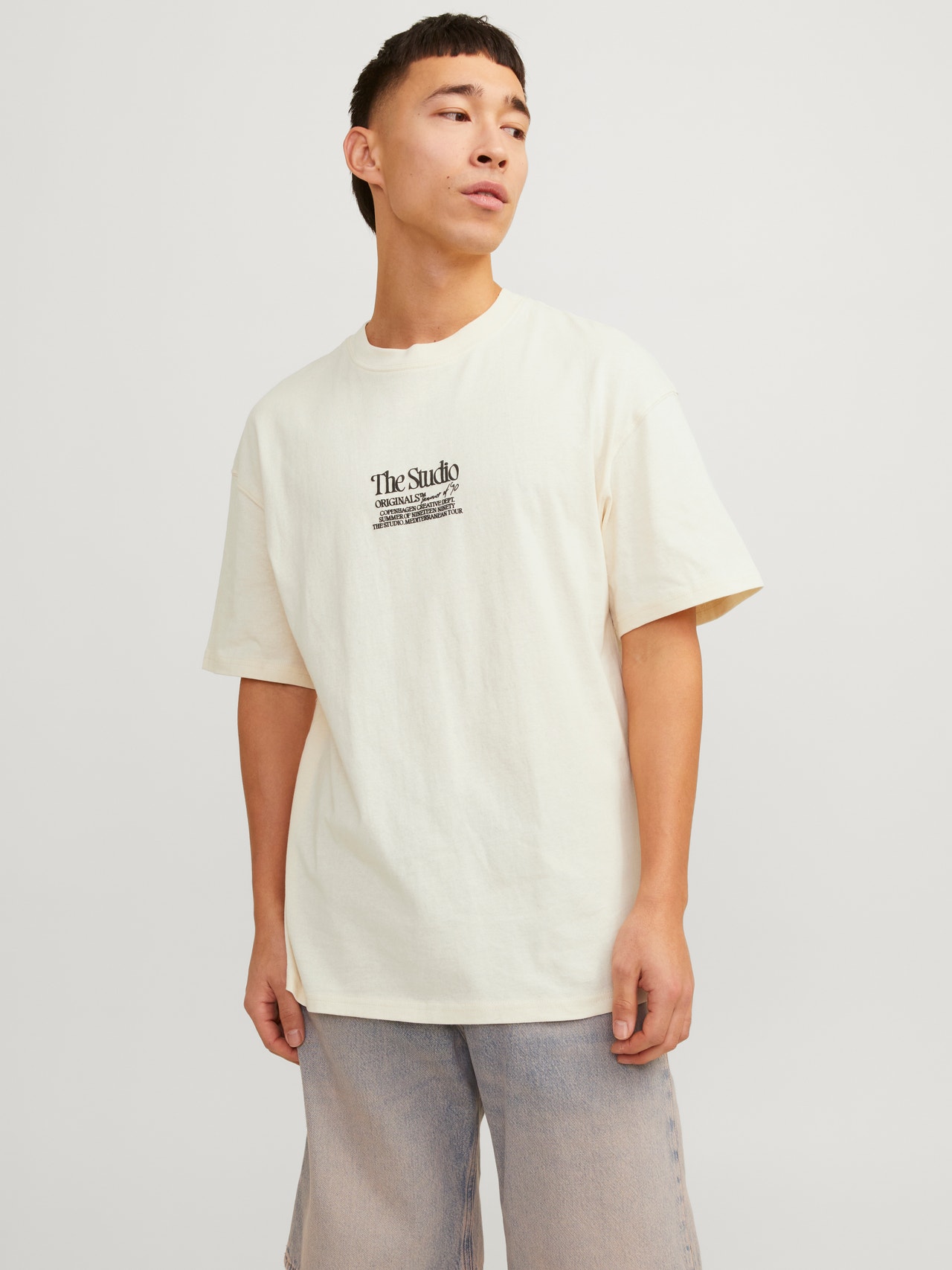 Jack & Jones Nyomott mintás Környak Trikó -Buttercream - 12256289