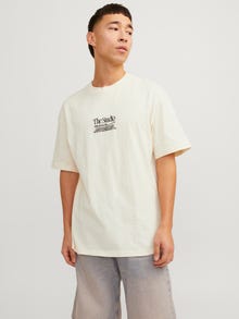 Jack & Jones Printed Crew neck T-shirt -Buttercream - 12256289