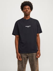 Jack & Jones Spausdintas raštas Apskritas kaklas Marškinėliai -Black - 12256289