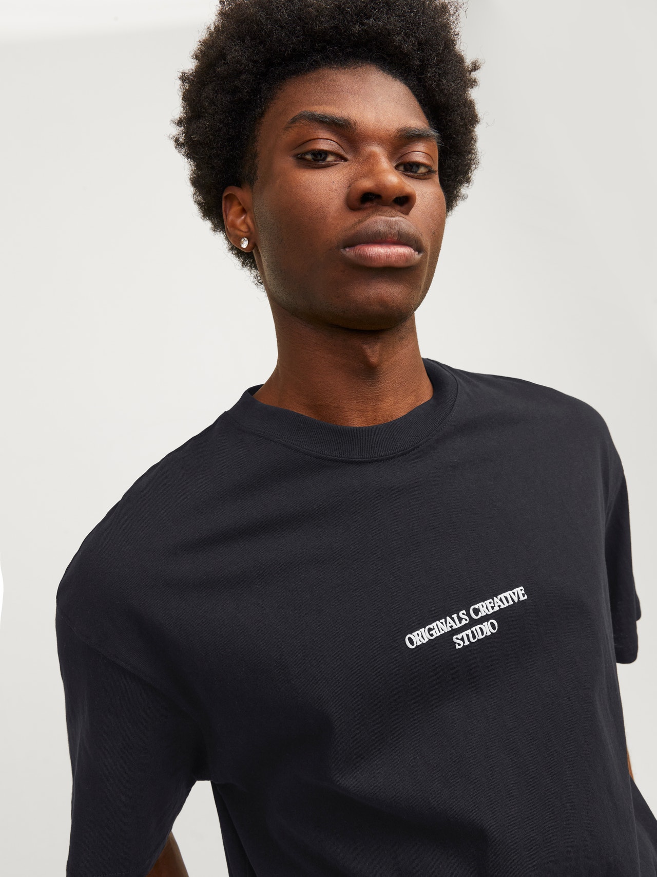 Jack & Jones Nyomott mintás Környak Trikó -Black - 12256289