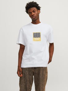 Jack & Jones Painettu Pyöreä pääntie T-paita -Bright White - 12256328
