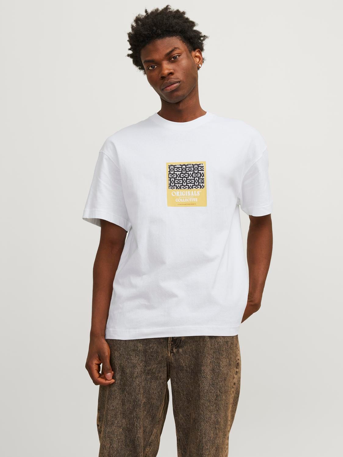 Jack & Jones Tryck Rundringning T-shirt -Bright White - 12256328