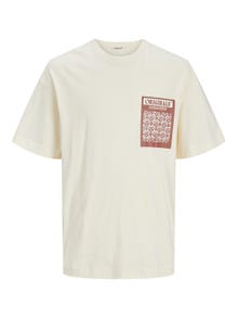 Jack & Jones Printed Crew neck T-shirt -Buttercream - 12256328