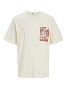 Jack & Jones Printet Crew neck T-shirt -Buttercream - 12256328