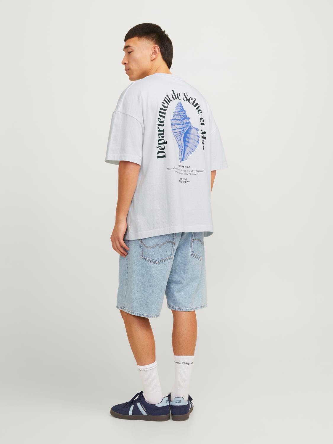 Jack & Jones Potištěný Kruhový výstřih Tričko -Bright White - 12256330