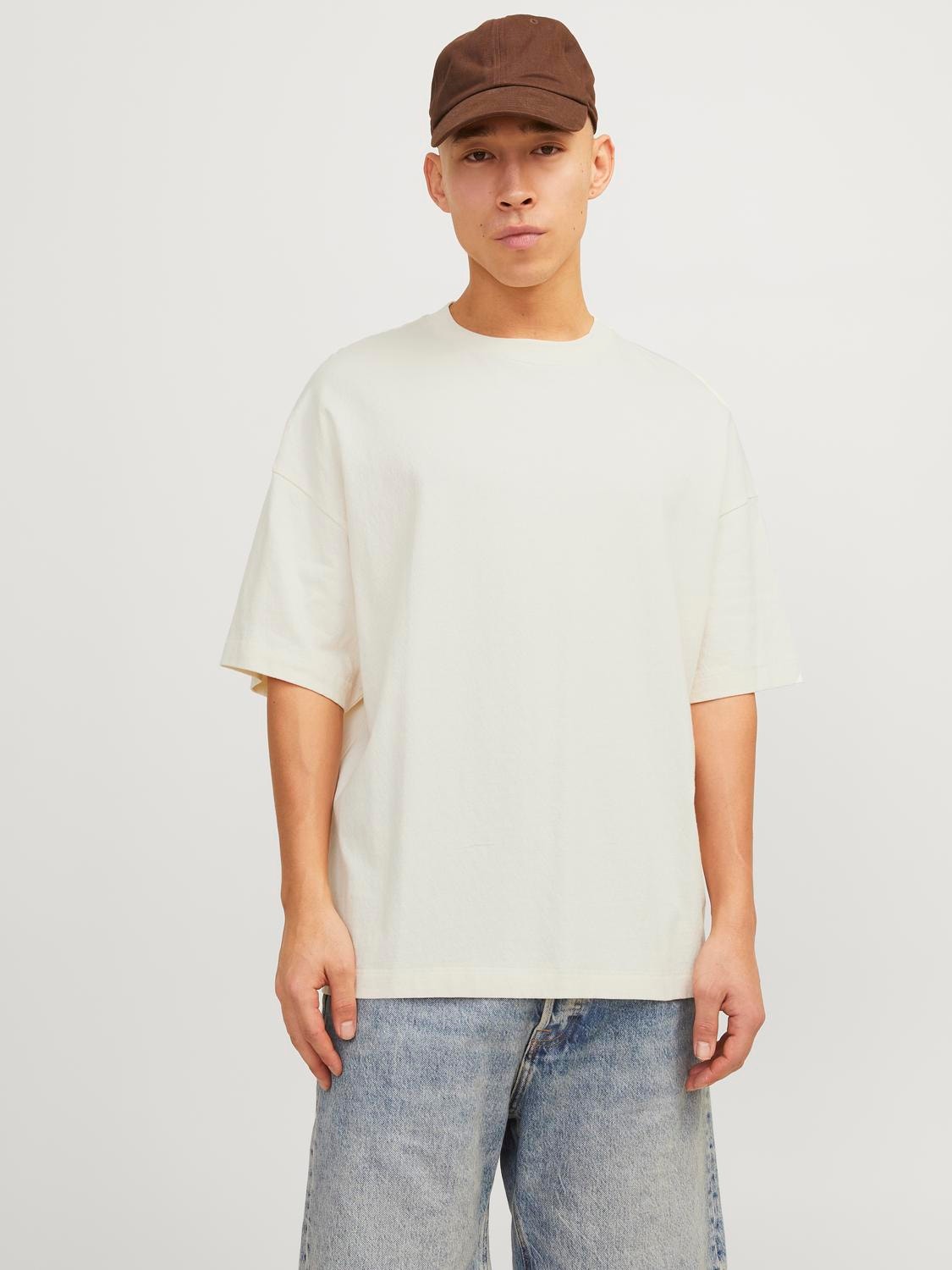 Jack & Jones Potištěný Kruhový výstřih Tričko -Buttercream - 12256330