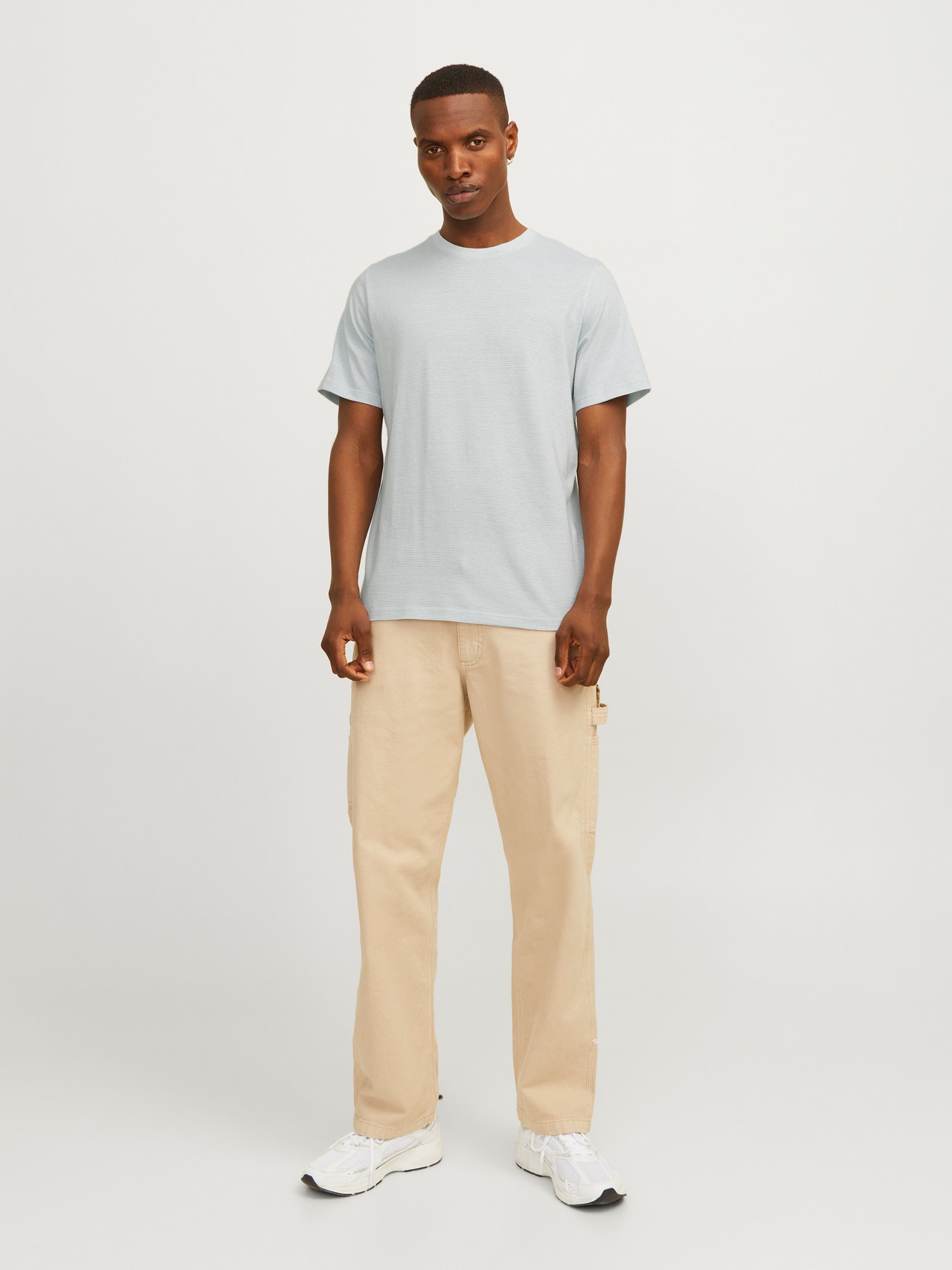 Jack & Jones Ühevärviline Ümmargune kaelus T-särk -Gray Mist - 12256339