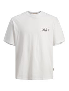 Jack & Jones Spausdintas raštas Apskritas kaklas Marškinėliai -Bright White - 12256385